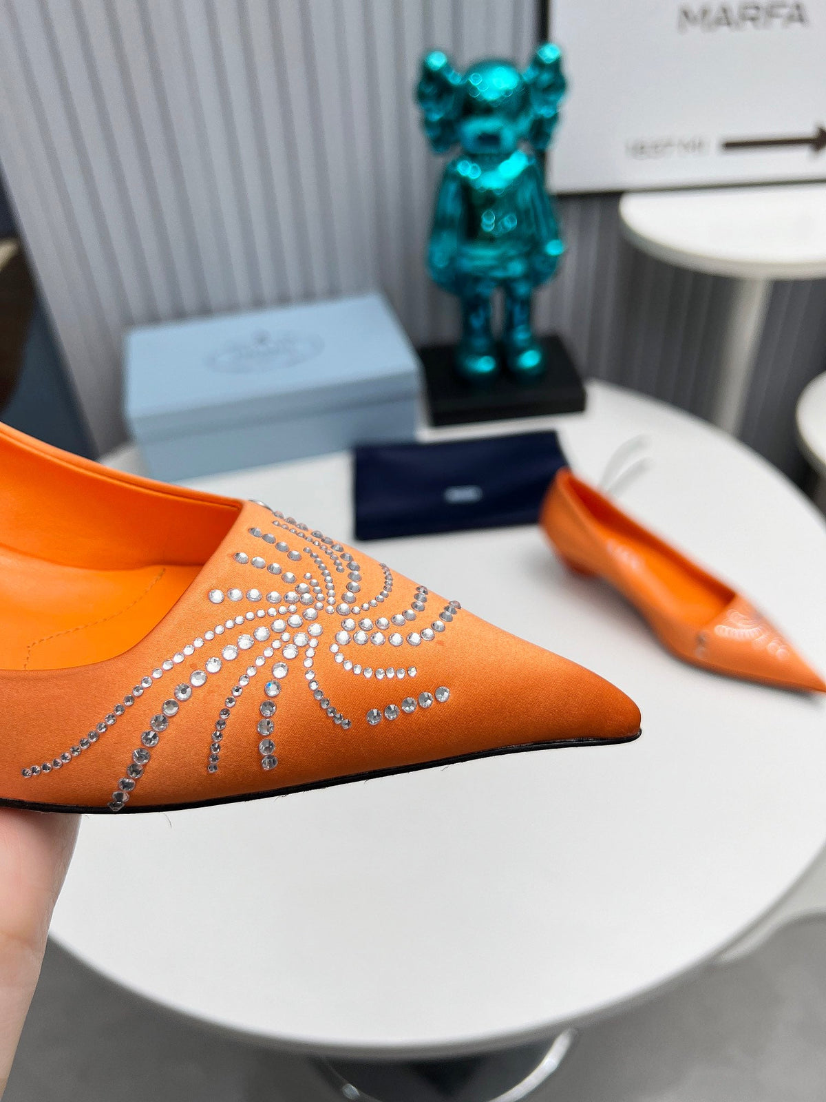 Prada 26SS Pumps 4cm Orange Satin 680960