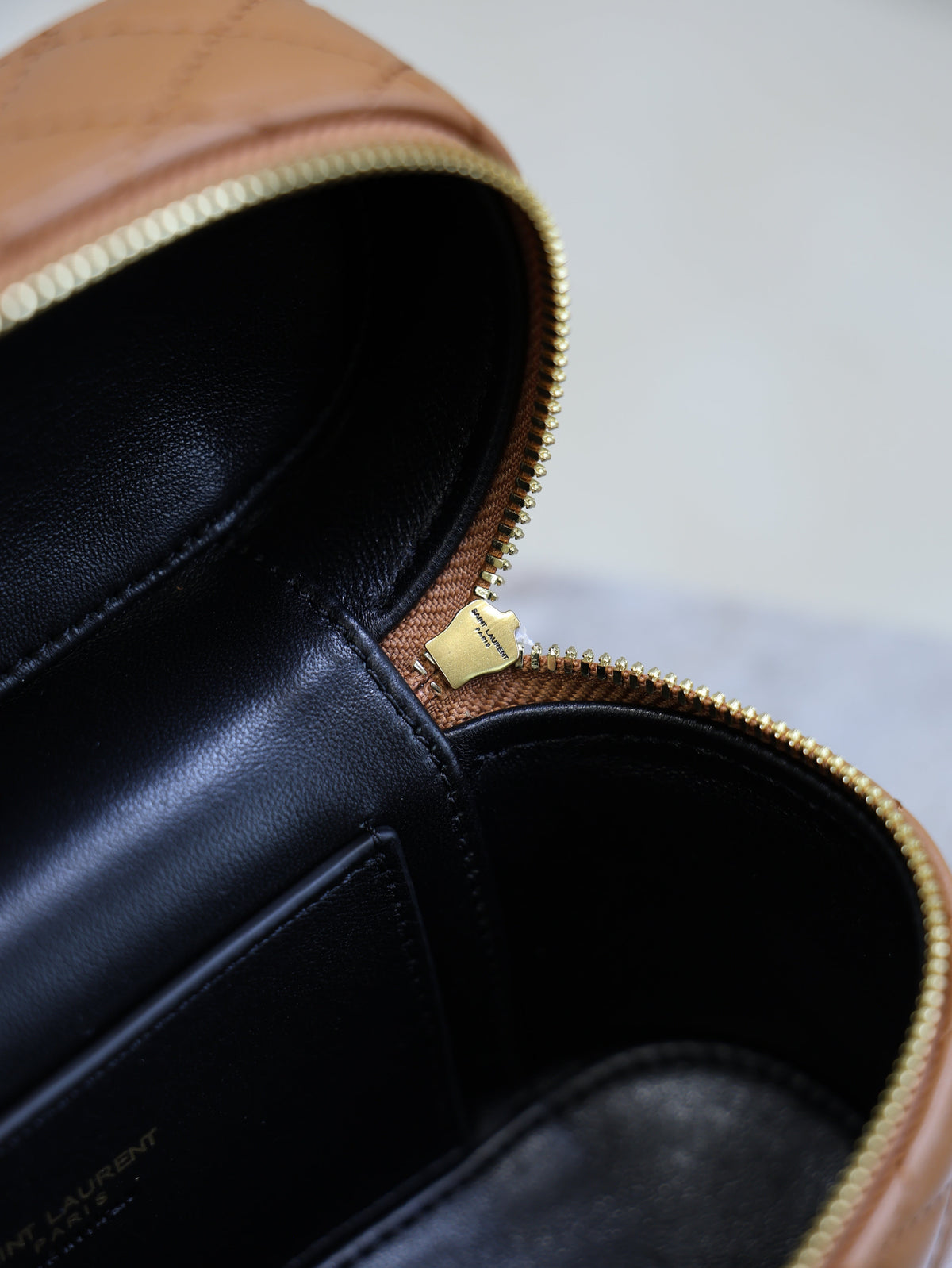YSL Gaby Mini Vanity 18 Brown Lambskin Gold Hardware