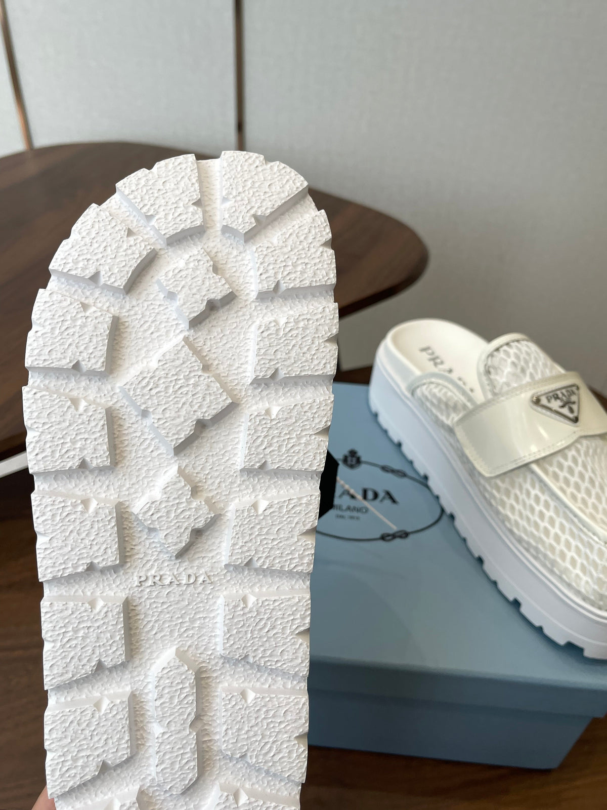 Prada 26s Mules White Mesh Fabric 727679