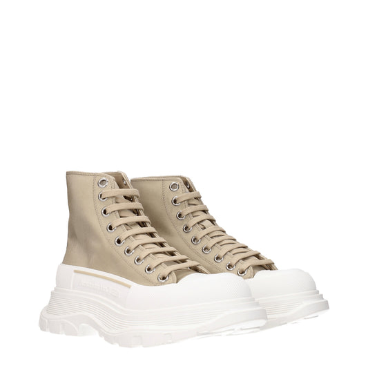 Alexander McQueen Ankle Boots Women Fabric Beige