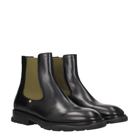 Alexander McQueen Ankle Boots Men Leather Black/Khaki