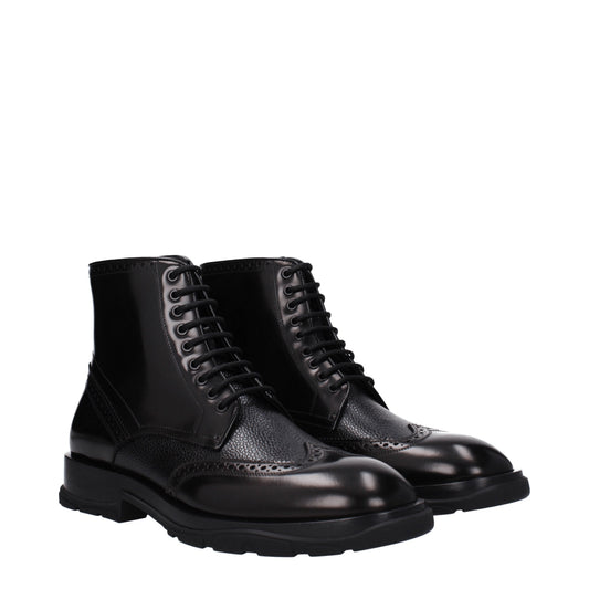 Alexander McQueen Ankle Boots Men Leather Black