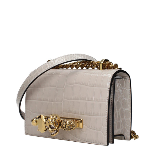 Alexander McQueen Crossbody Bags Women Leather Gray/Light Grey