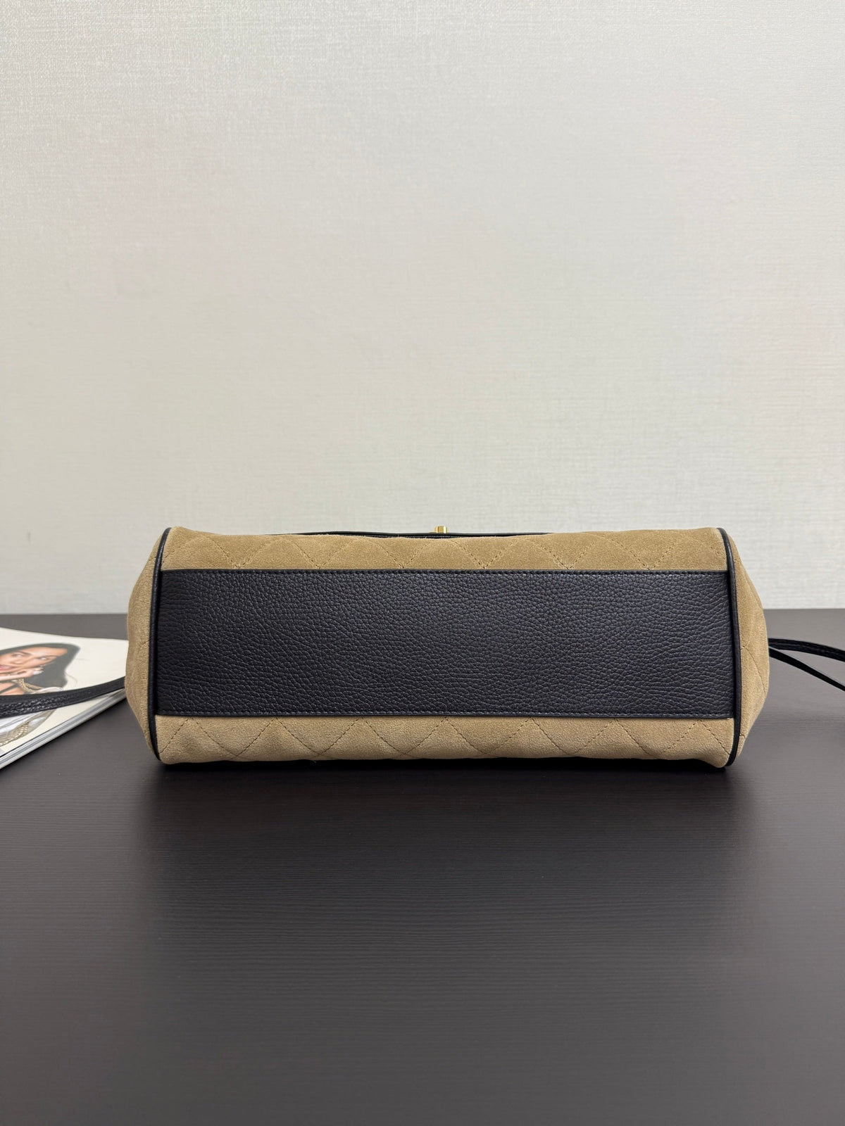 Chanel 2026 Urban Essential East West Bag 31cm Black Beige Suede Leather