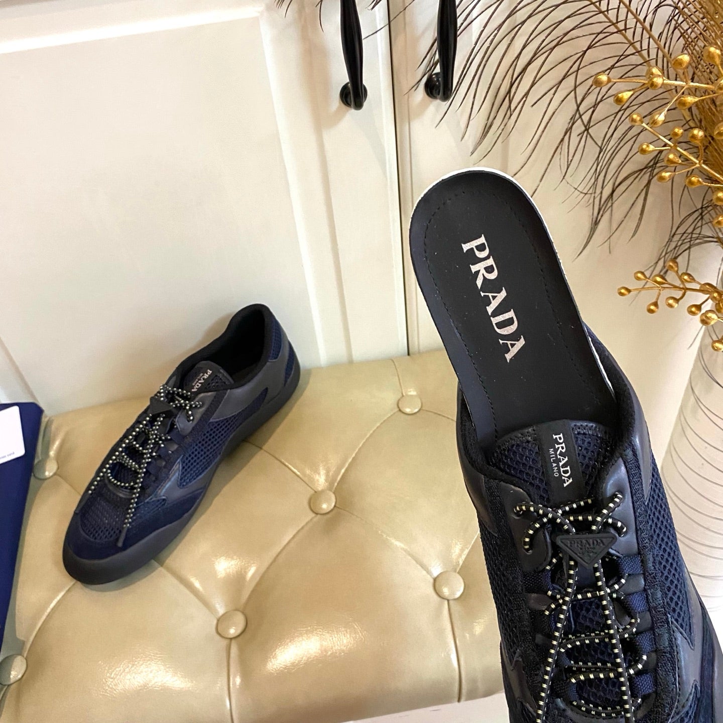 Prada Speedrock Sneaker Navy Blue Suede Mesh 687798