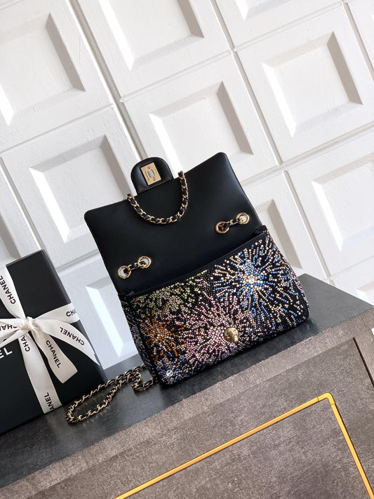Chanel 2026 Evening Bag 20cm Black Mix Colors Strass Leather