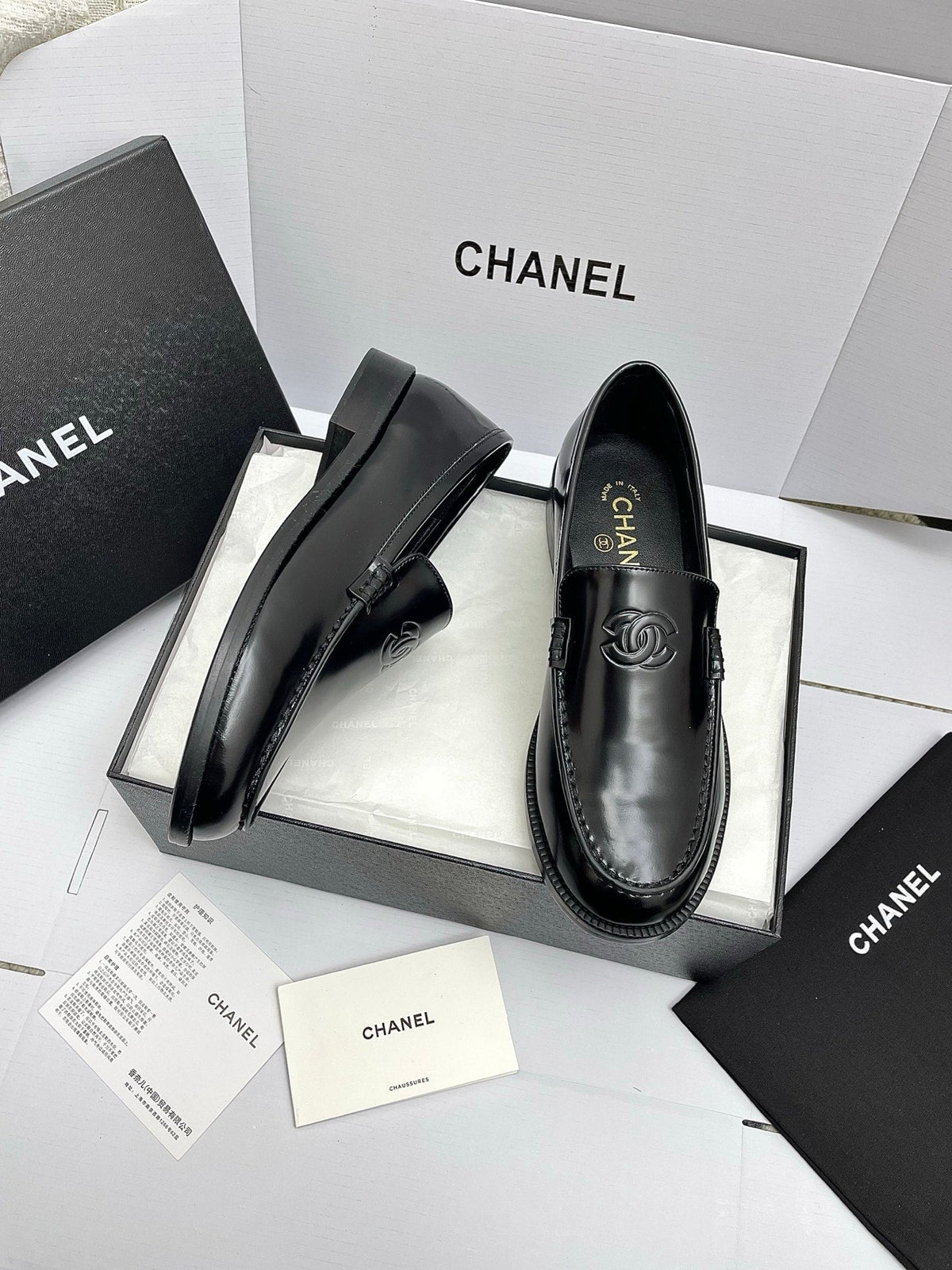 CC 26s Double C Loafers Black Calfskin 645307
