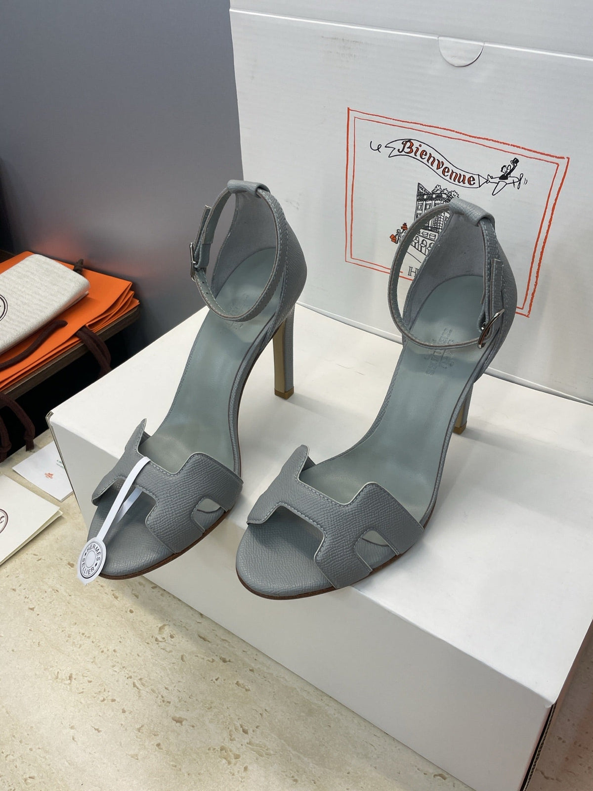 HM 26ss High Heel Sandals 105 Light Gray Cowhide 607126