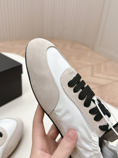 Prada Collapse Stretch Sneakers White mix Gray Recycled Nylon and Suede 154632