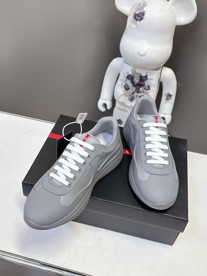 Prad America's Cup Logo Tag Sneakers Grey Soft Rubber & Bike Fabric 951927