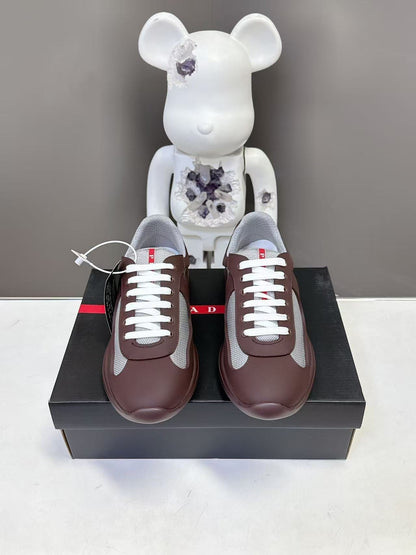 Prad America's Cup Logo Tag Sneakers Brown Soft Rubber & Bike Fabric 951924