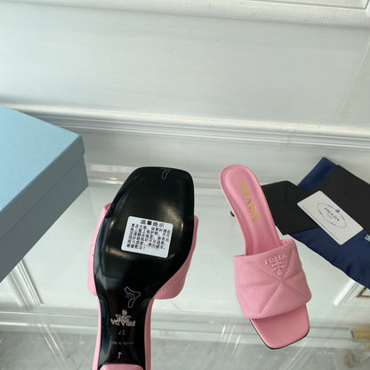 PRA QUILTED HIGH HEELS SANDALS 65 PINK LAMBSKIN