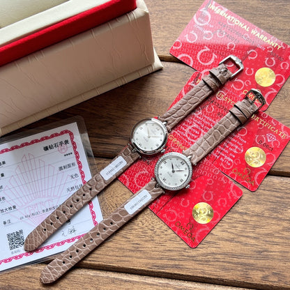 Omega De Ville 27.4mm Silver Brown Leather