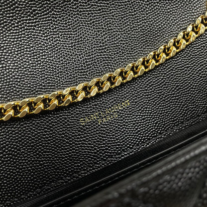 YSL Envelope Small Bag 21cm Black Embossed Leather 285980