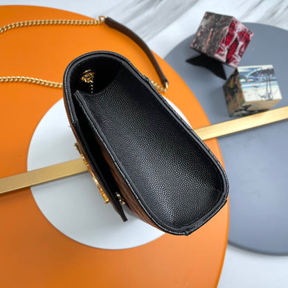 YSL Envelope Small Bag 21cm Black Embossed Leather 285980