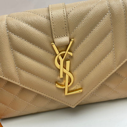 YSL Envelope Small Bag 21cm Beige Embossed Leather 285992