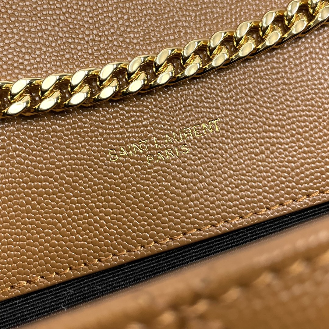 YSL Envelope Small Bag 21cm Brown Embossed Leather 285998