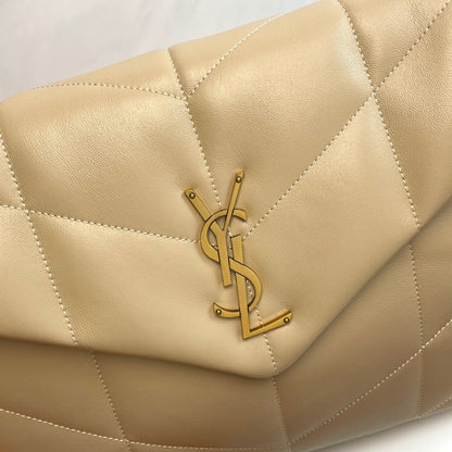 YSL Loulou Puffer Medium Bag 35cm Beige Glossy Leather