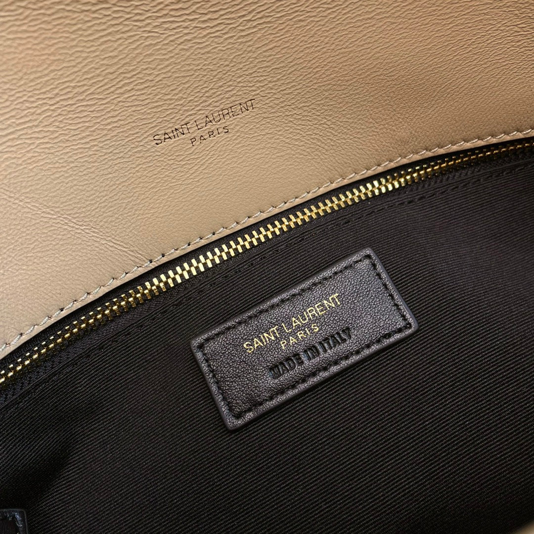 YSL Loulou Puffer Medium Bag 35cm Beige Glossy Leather
