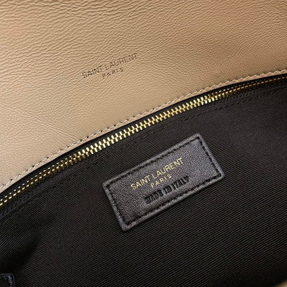 YSL Loulou Puffer Medium Bag 35cm Beige Glossy Leather