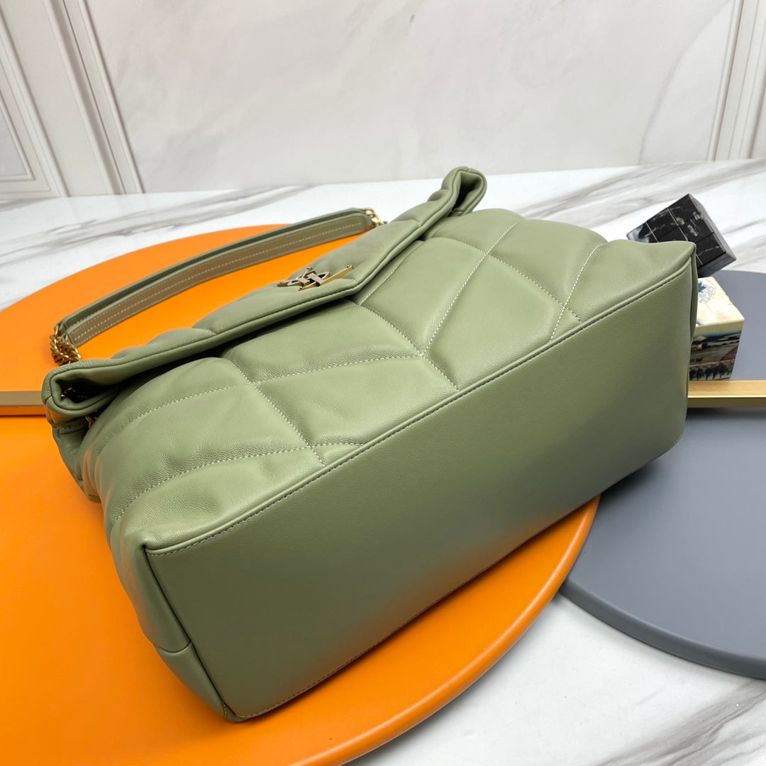 YSL Loulou Puffer Medium Bag 35cm Matcha Green Glossy Leather