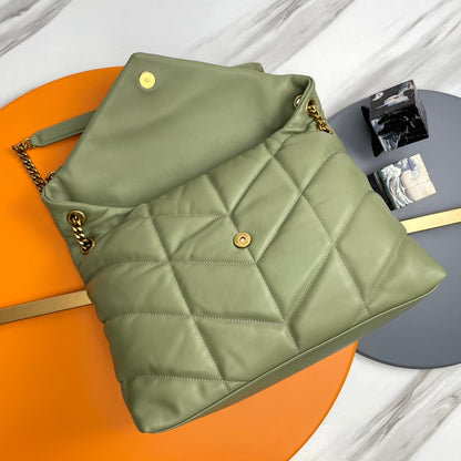 YSL Loulou Puffer Medium Bag 35cm Matcha Green Glossy Leather