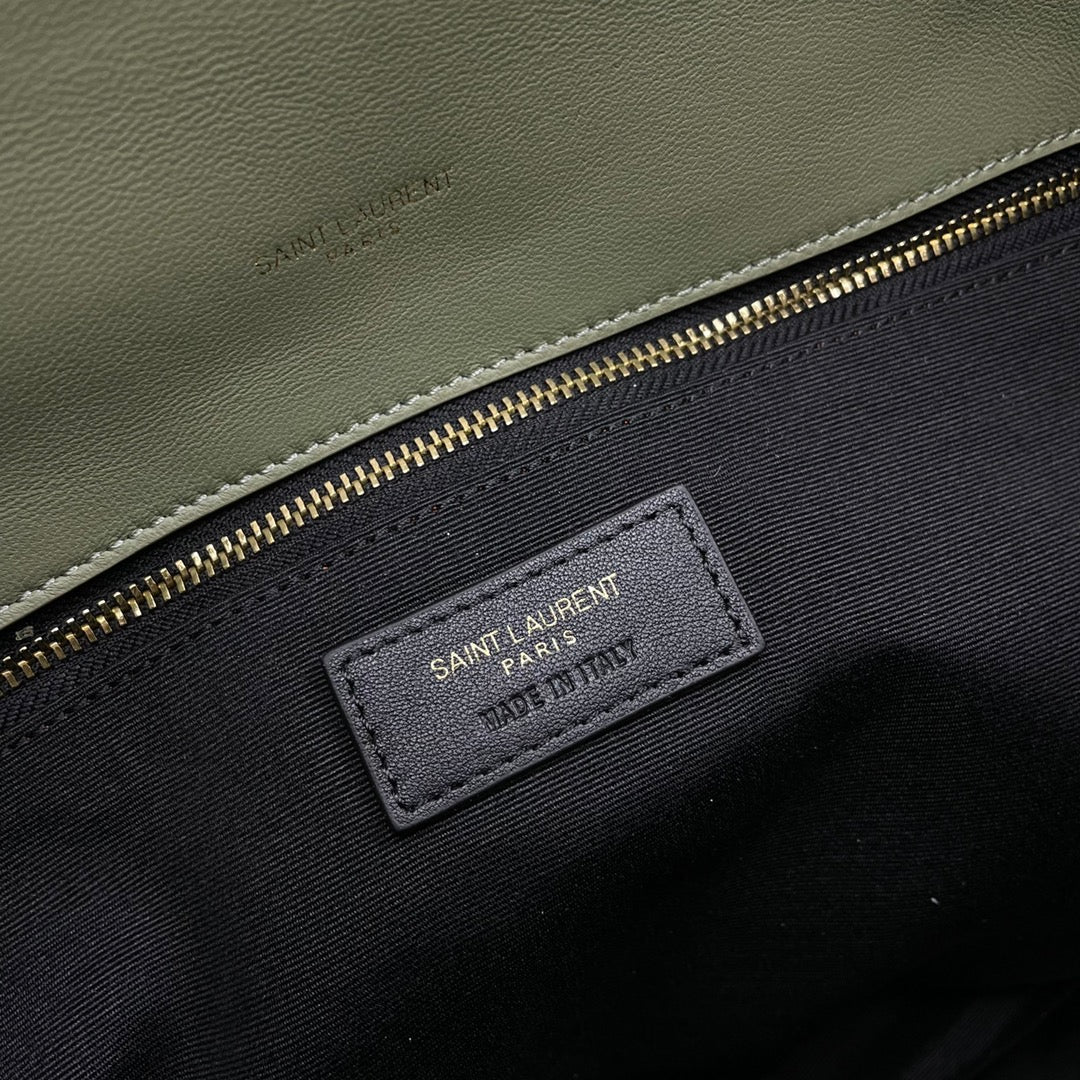 YSL Loulou Puffer Medium Bag 35cm Matcha Green Glossy Leather