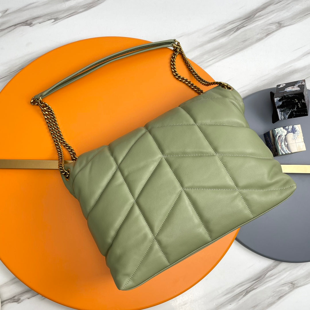 YSL Loulou Puffer Medium Bag 35cm Matcha Green Glossy Leather