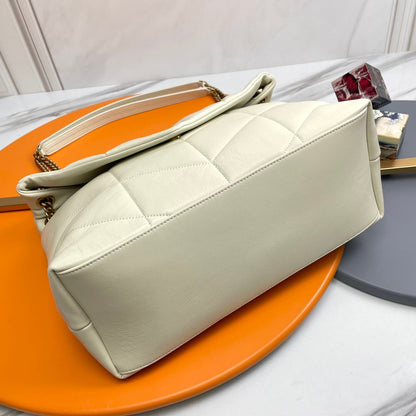 YSL Loulou Puffer Medium Bag 35cm White Glossy Leather