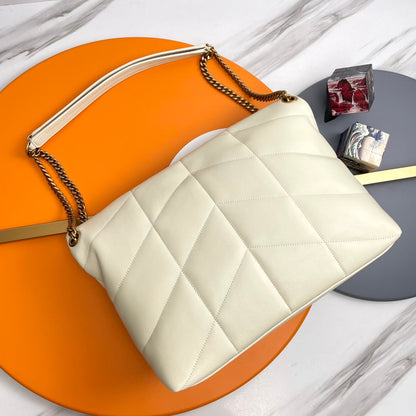 YSL Loulou Puffer Medium Bag 35cm White Glossy Leather