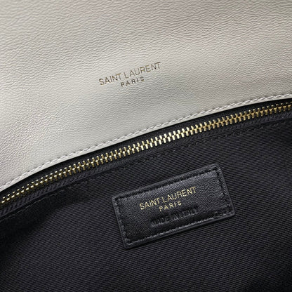 YSL Loulou Puffer Medium Bag 35cm White Glossy Leather