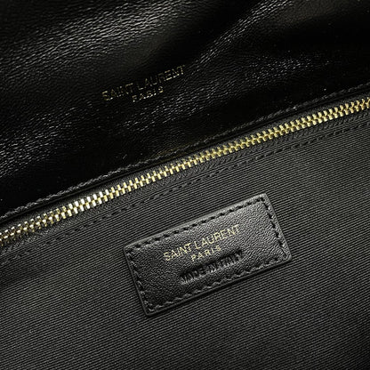 YSL Loulou Puffer Medium Bag 35cm Black Gold Glossy Leather