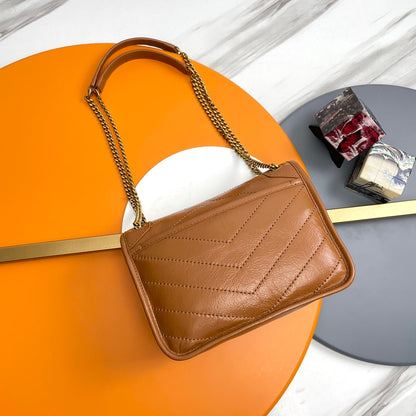 Niki Baby Shoulder Bag 28cm Brown Glossy Leather 285478