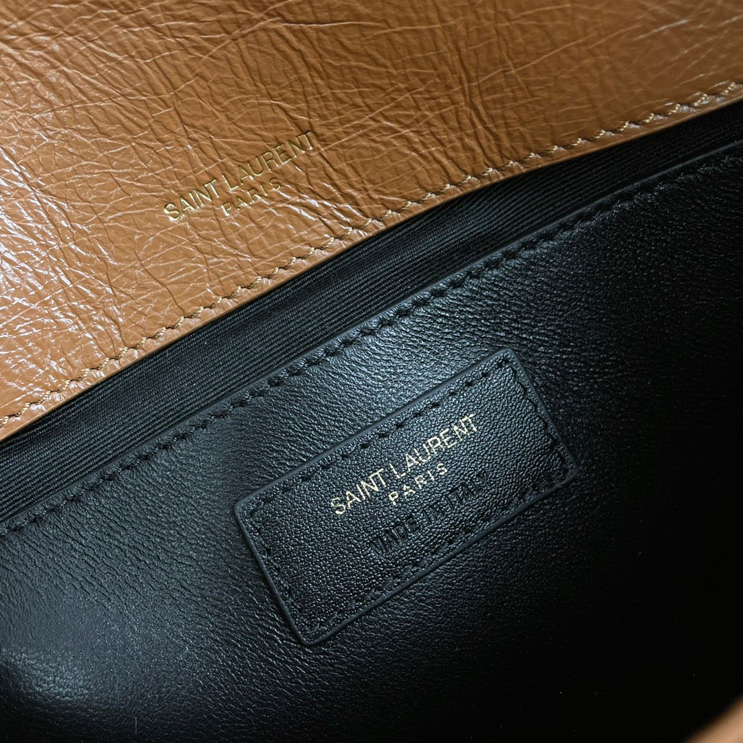 Niki Baby Shoulder Bag 28cm Brown Glossy Leather 285478