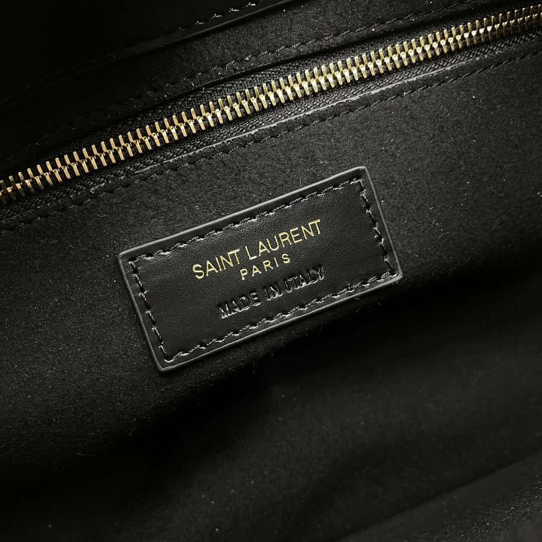 YSL Le 5 À 7 Hobo Bag 25cm Black with Gold hardware in Cowhide 285549