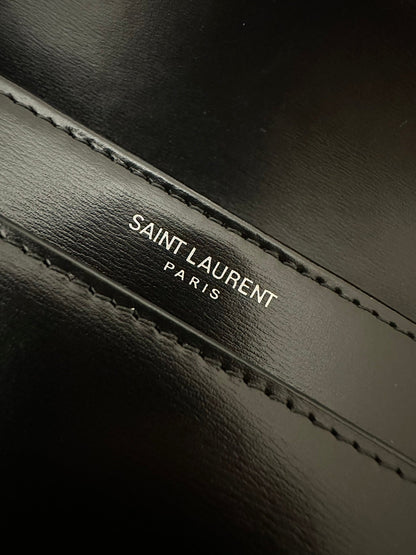 YSL Solferino Small Satchel Bag Black Silver Calfskin 339491