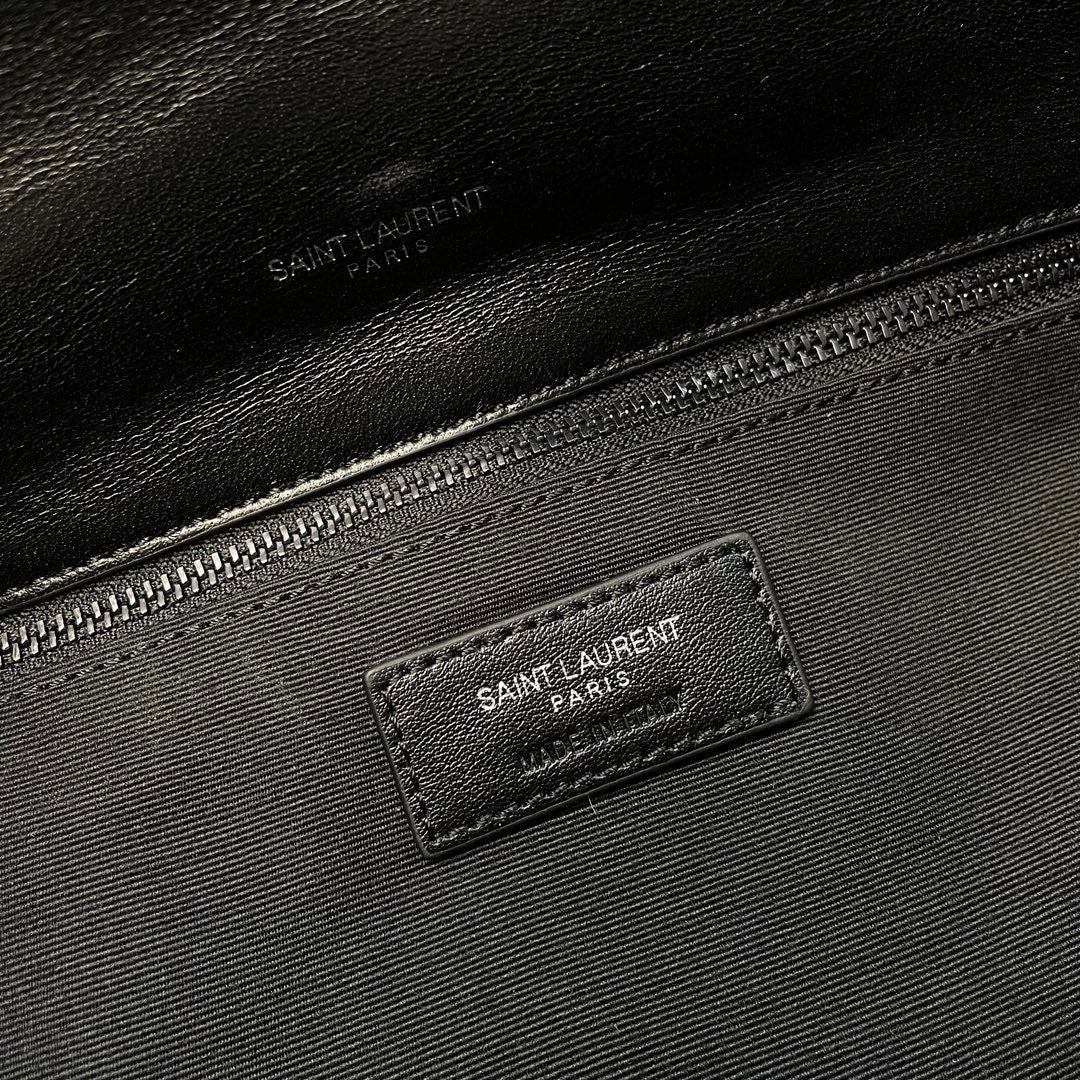 YSL Loulou Puffer Medium Bag 35cm Full Black Glossy Leather