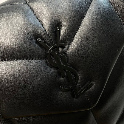 YSL Loulou Puffer Medium Bag 35cm Full Black Glossy Leather