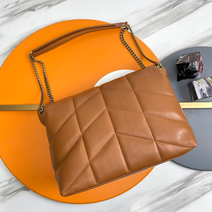 YSL Loulou Puffer Medium Bag 35cm Tan Glossy Leather