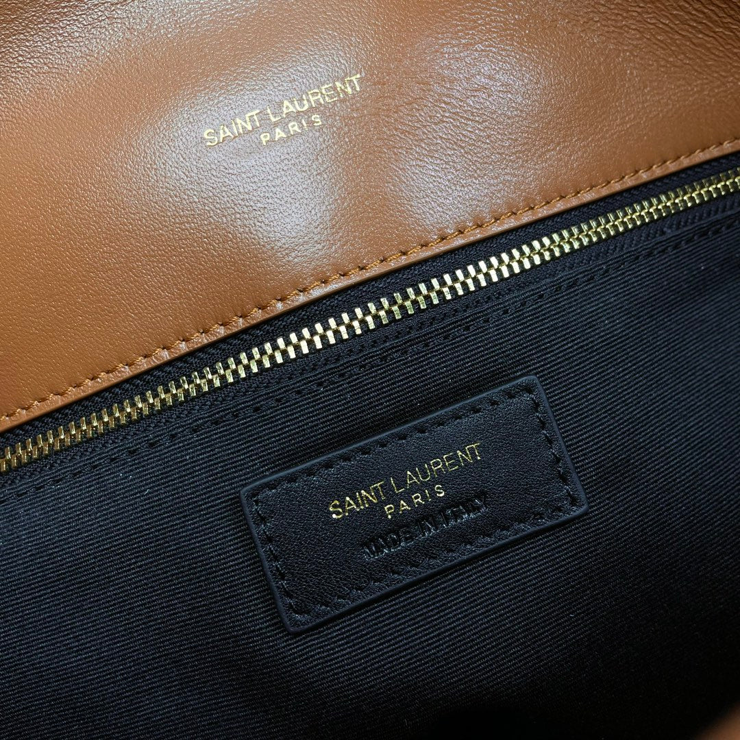YSL Loulou Puffer Medium Bag 35cm Tan Glossy Leather