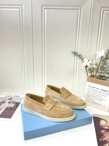 Prada Silhouette Loafers Khahi Soft Suede 839214