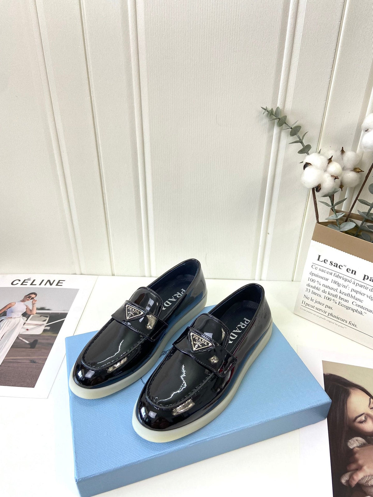 Prada Silhouette Loafers Black Patent Leather 839212