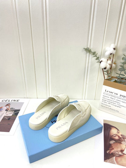 Prada Silhouette Mule White Soft Suede 839210