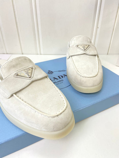 Prada Silhouette Mule White Soft Suede 839210
