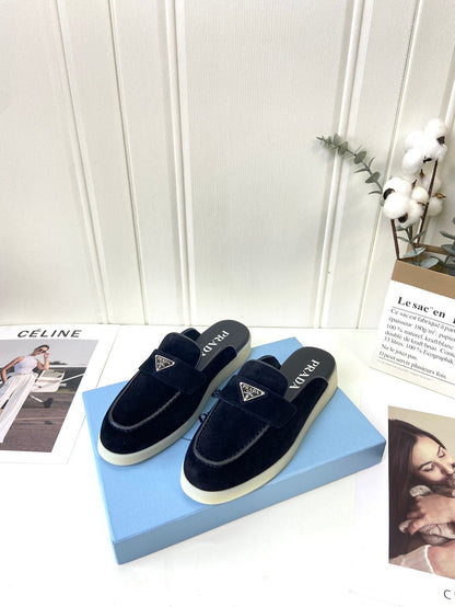 Prada Silhouette Mule Black Soft Suede 839207
