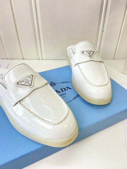 Prada Silhouette Mule White Patent Leather 839205