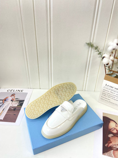 Prada Silhouette Mule White Patent Leather 839205