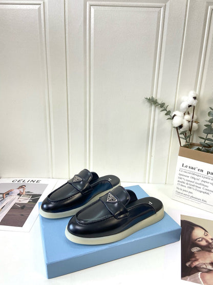 Prada Silhouette Mule Black Leather 839203