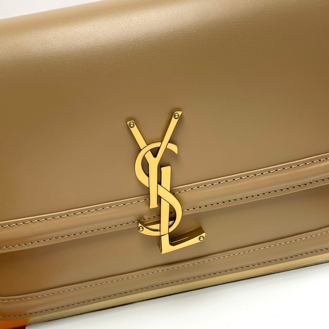 YSL Solferino Small Satchel Bag Deep Beige Calfskin 285579