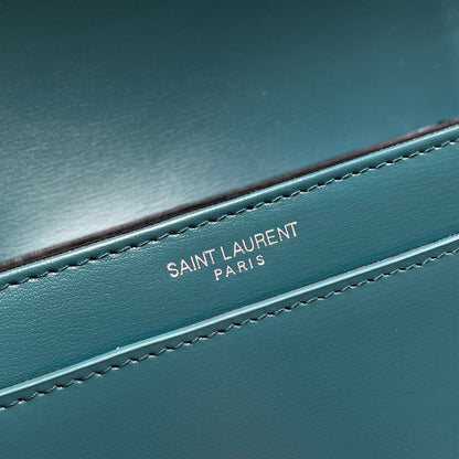 YSL Solferino Mini Satchel Bag Teal Blue Calfskin 285594